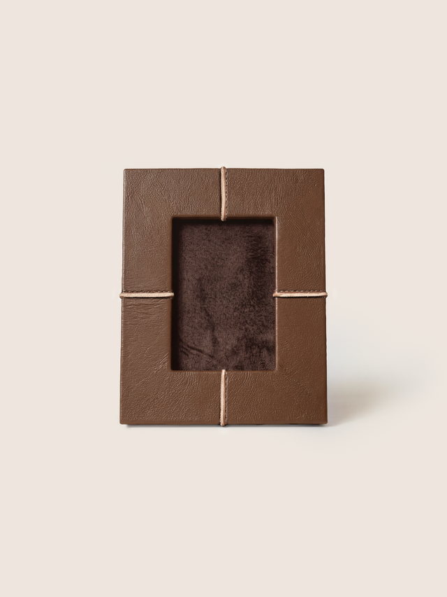 Pulcher Waxy Leather Photo Frame - Cognac