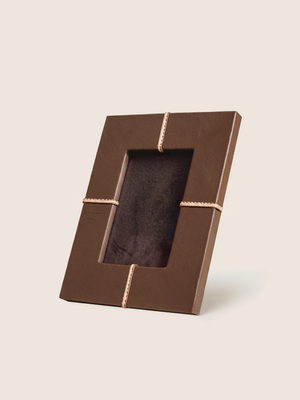 Pulcher Waxy Leather Photo Frame - Cognac