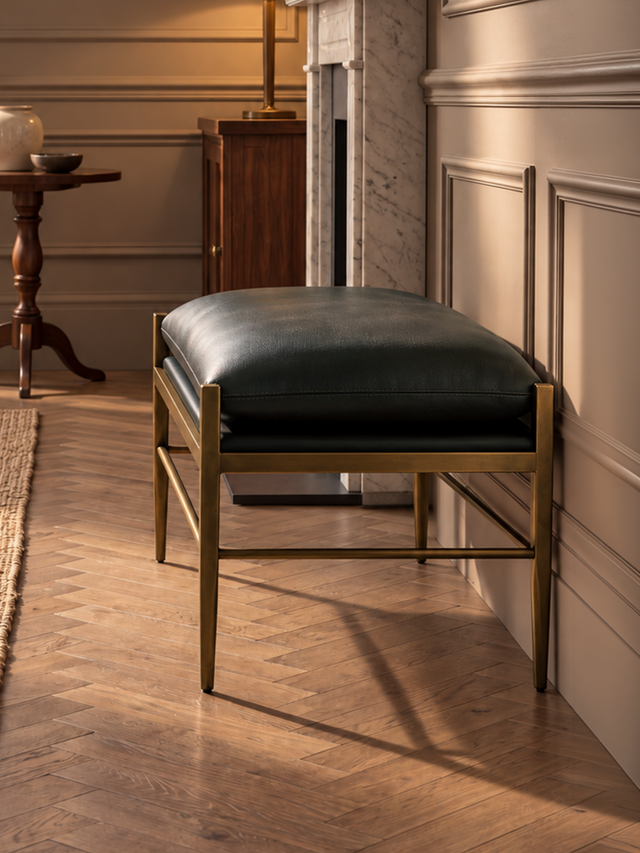 Ludo Waxy Leather Stool - Olive