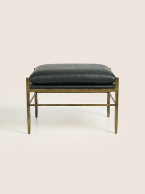 Ludo Waxy Leather Stool - Olive