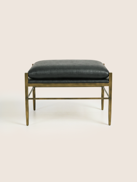 Ludo Waxy Leather Stool - Olive