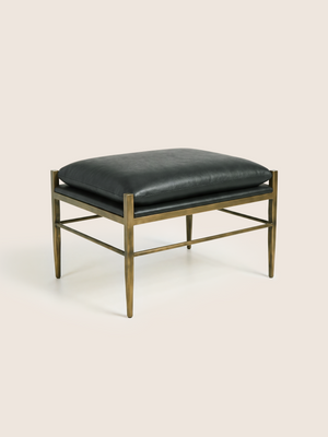 Ludo Waxy Leather Stool - Olive