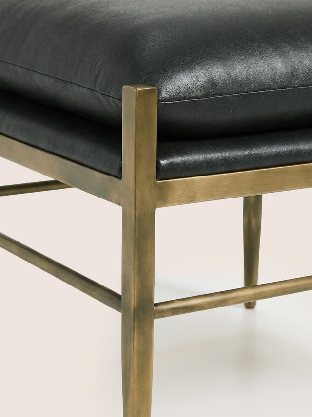 Ludo Waxy Leather Stool - Olive