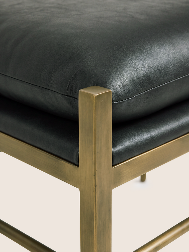 Ludo Waxy Leather Stool - Olive