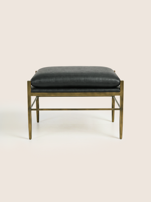 Ludo Waxy Leather Stool - Olive
