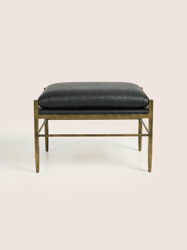 Ludo Waxy Leather Stool - Olive