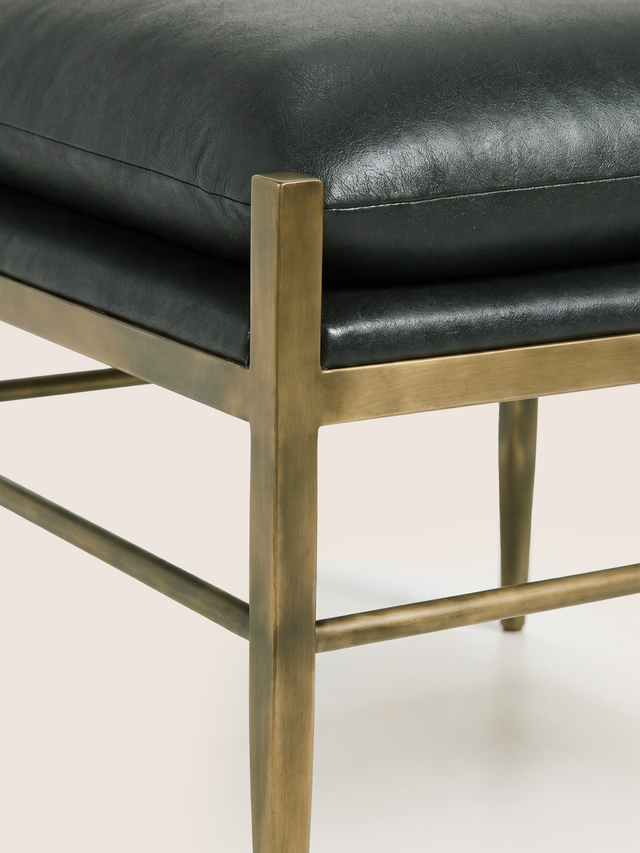 Ludo Waxy Leather Stool - Olive