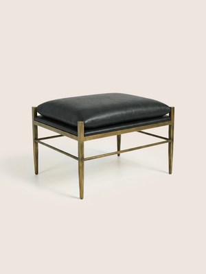 Ludo Waxy Leather Stool - Olive