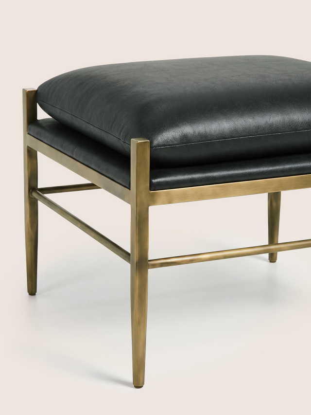 Ludo Waxy Leather Stool - Olive