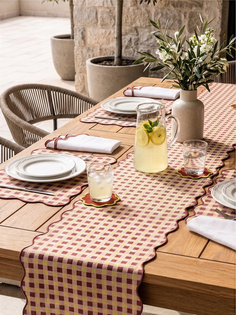 Varasi Checkered Print Table Placemats, Set of 6