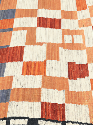 Kairo Hand-woven Wool Kilim Rug - Orange