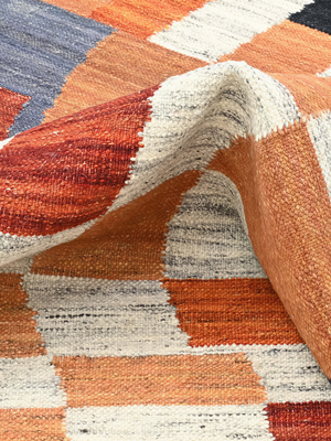 Kairo Hand-woven Wool Kilim Rug - Orange