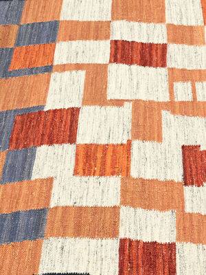 Kairo Hand-woven Wool Kilim Rug - Orange