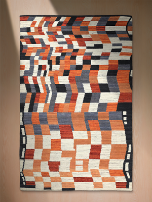 Kairo Hand-woven Wool Kilim Rug - Orange