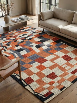 Kairo Hand-woven Wool Kilim Rug - Orange