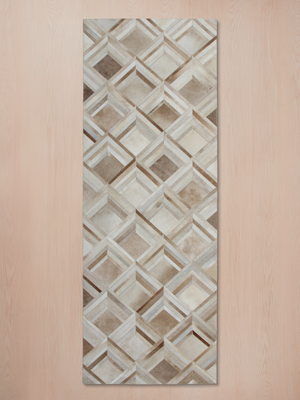 Dune Hide & Wool Geometric Rug - Beige
