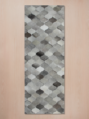 Onyx Hide & Wool Geometric Rug - Grey