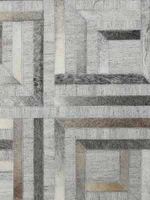 Cove Hide & Wool Geometric Rug - Grey