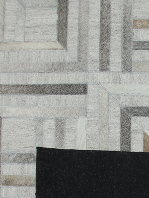 Cove Hide & Wool Geometric Rug - Grey