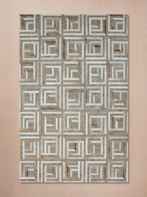 Mesa Hide & Wool Geometric Rug - Grey