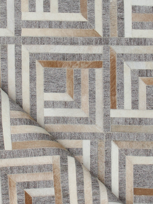 Mesa Hide & Wool Geometric Rug - Grey