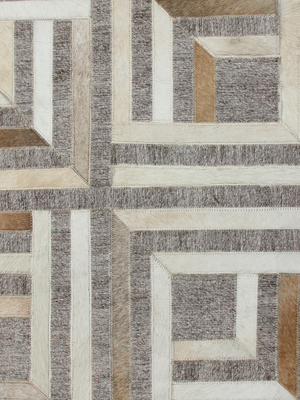 Mesa Hide & Wool Geometric Rug - Grey