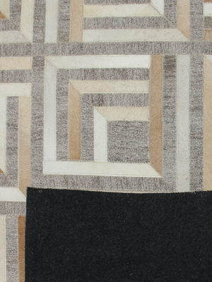 Mesa Hide & Wool Geometric Rug - Grey