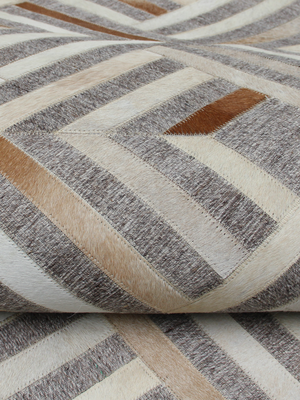 Mesa Hide & Wool Geometric Rug - Grey