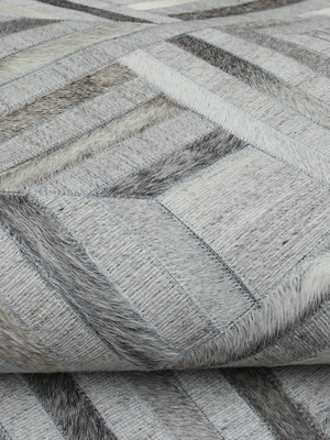 Cove Hide & Wool Geometric Rug - Grey