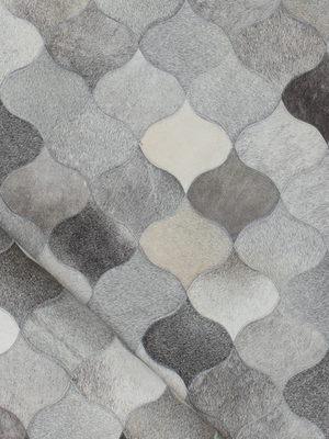 Onyx Hide & Wool Geometric Rug - Grey