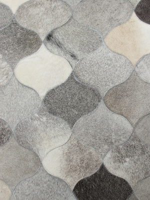 Onyx Hide & Wool Geometric Rug - Grey