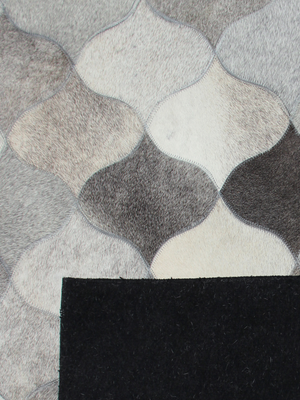Onyx Hide & Wool Geometric Rug - Grey