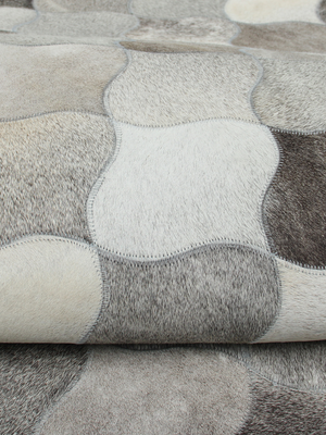 Onyx Hide & Wool Geometric Rug - Grey