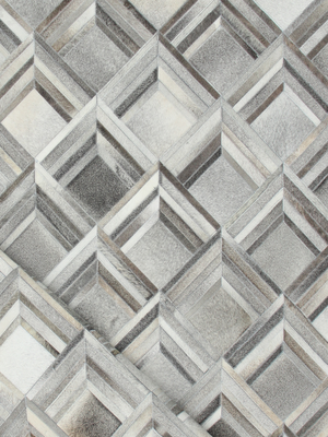 Ashen Hide & Wool Geometric Rug - Grey