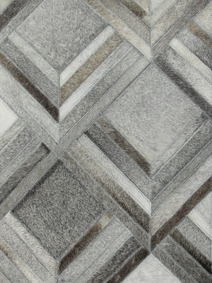 Ashen Hide & Wool Geometric Rug - Grey