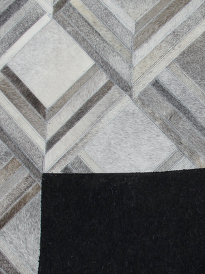Ashen Hide & Wool Geometric Rug - Grey