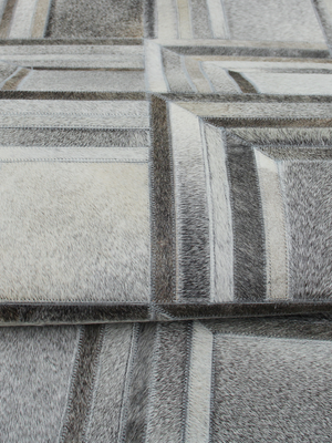 Ashen Hide & Wool Geometric Rug - Grey