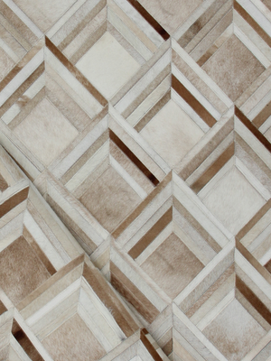 Dune Hide & Wool Geometric Rug - Beige