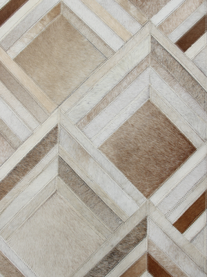 Dune Hide & Wool Geometric Rug - Beige