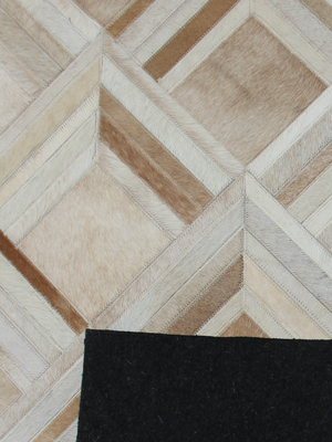 Dune Hide & Wool Geometric Rug - Beige