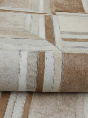 Dune Hide & Wool Geometric Rug - Beige