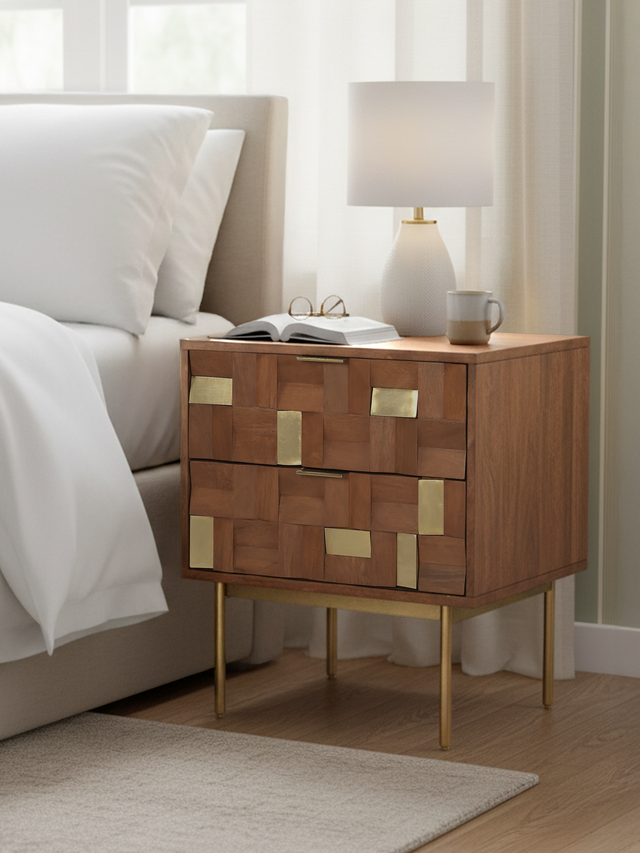 Caspian Two Drawer Bedside Table
