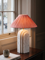 Charlotte Raffia Lampshade with Geometric Marble Base