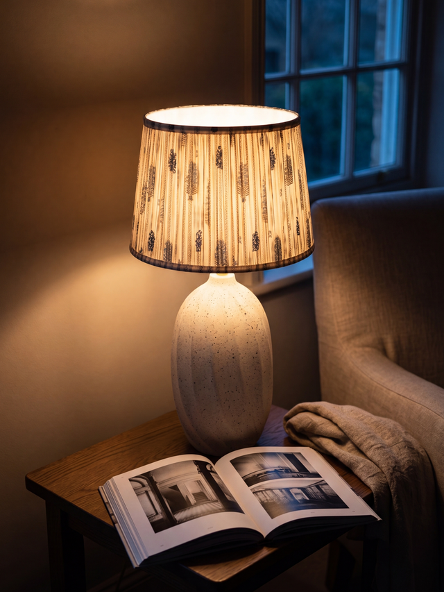 Clive Cotton Lampshade with Luma Paper Mache Base
