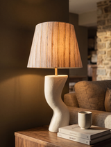 Baker Silk Lampshade with Sculptural Paper Mache Base