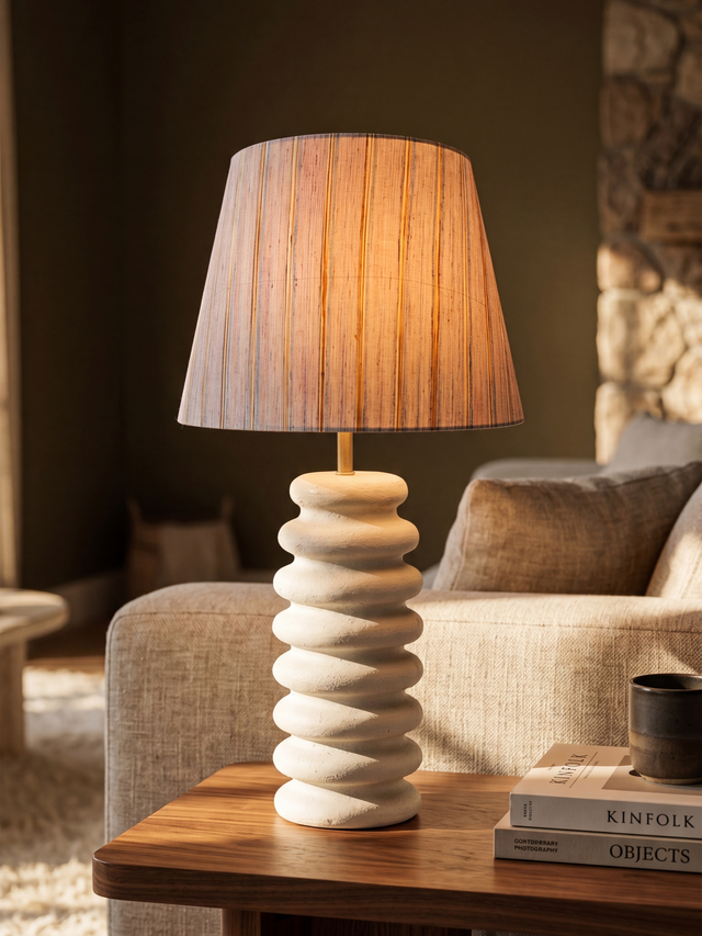 Baker Silk Lampshade with Paper Mache Base