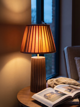 Teresa Silk Ombre Lampshade with Fluted Mango Wood Base
