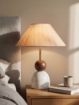 Olivia Raw Silk Lampshade with Mango Wood & Marble Dome Base