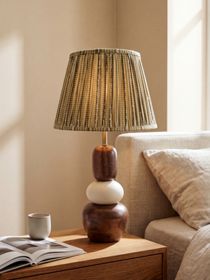 Vadim Silk Striped Lampshade with Mini Pebble Base