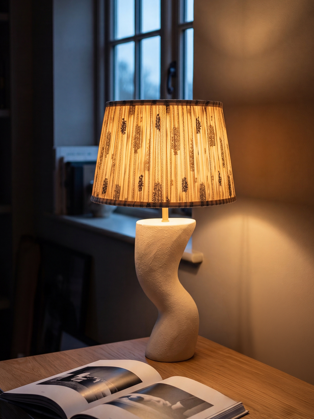 Clive Cotton Lampshade with Miru Paper Mache Base